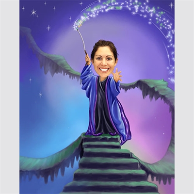 Wizard Girl Caricature from Photo,by myDaVinci - myDaVinci